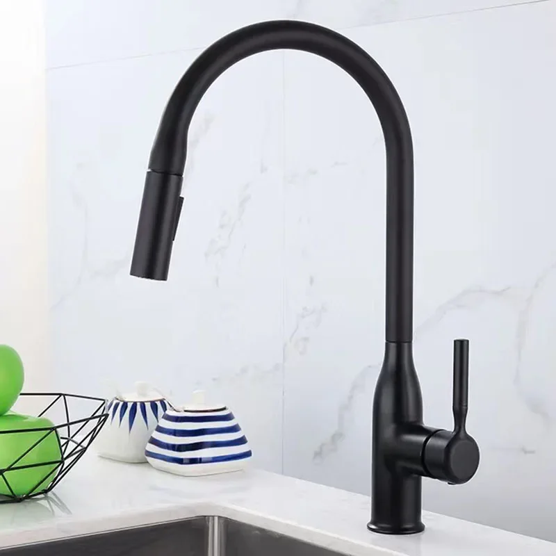 GEGVE 取り外し可能なキッチンシンクの蛇口スプリング蛇口引き出しスパウトミキサータップ温水冷水プルダウンタップスプレー付き調理