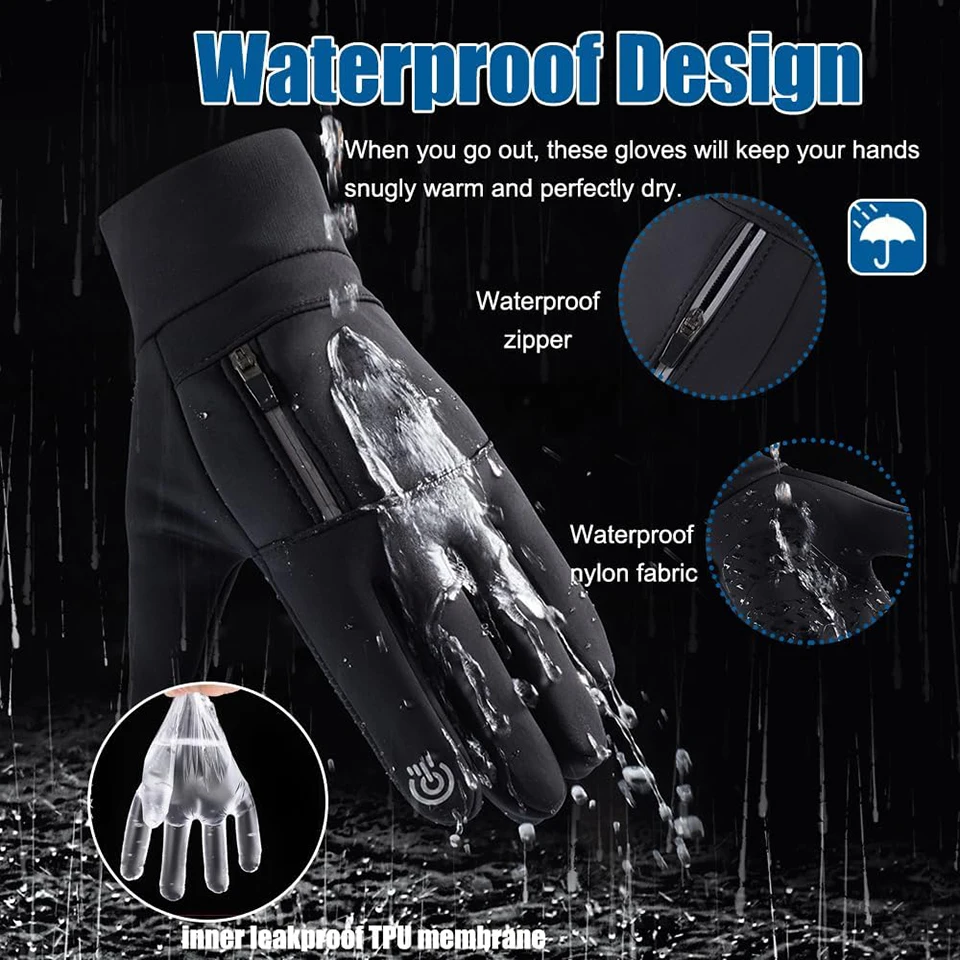 Nofoxo inverno luvas de esqui à prova dwindproof água quente à prova vento touchscreen esportes ao ar livre tempo frio ciclismo pesca correndo luvas