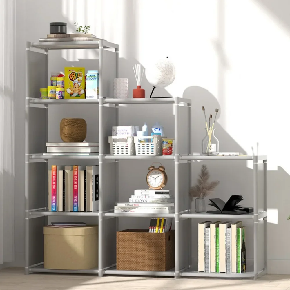 ชั้นวางหนังสือ Simple Book Storage Rack ตู้หนังสือชั้นวางเศษ Multi-Layer Closet Organizer ห้องนั่งเล่น Easy ASSEMBLY ตู้หนังสือเก็บ