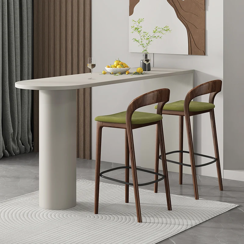 1 Pcs Wood Bar Stool with Backrest Velvet Cushion Chair（Seat height 65cm）Furniture Counter Height Bar Seat with Soft Pad