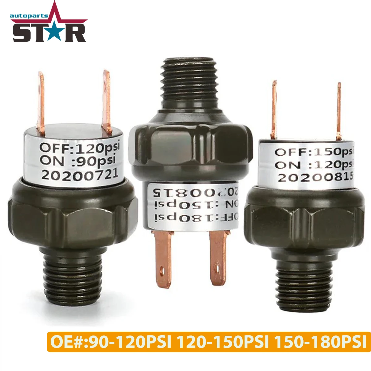 90-120PSI 120-150PSI 150-180PSI nuevo interruptor de presión de aire rosca de montaje de tanque 1/4 "NPT 12V/24V para bocina de tren pieza de reparación de bocinas de aire