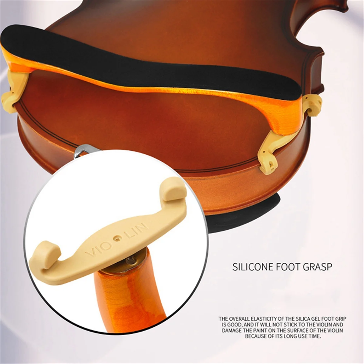 Reposabrazos para violín de arce clásico ajustable A71P 4/4 con acolchado de esponja para violinista