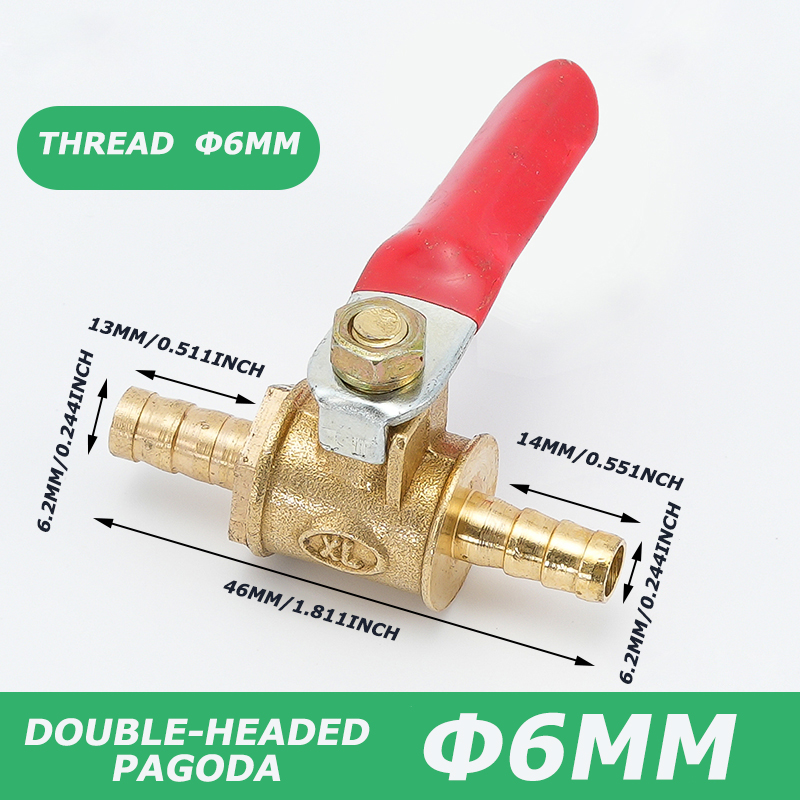 1/4 6mm 8mm 10mm12mm Ball Faucet Shutoff Ball Valve Hose Barb Inline Water Oil Air Gas Fuel Line Small Brass Ball Valve