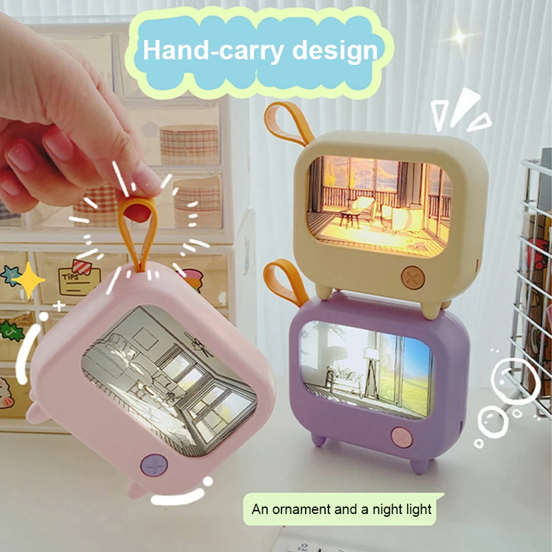 ทีวีภาพวาด Night Light LED เด็กน่ารักการเรียนรู้ตารางโคมไฟตกแต่งบ้านแสงบรรยากาศ MINI Desktop ของขวัญวันเกิด