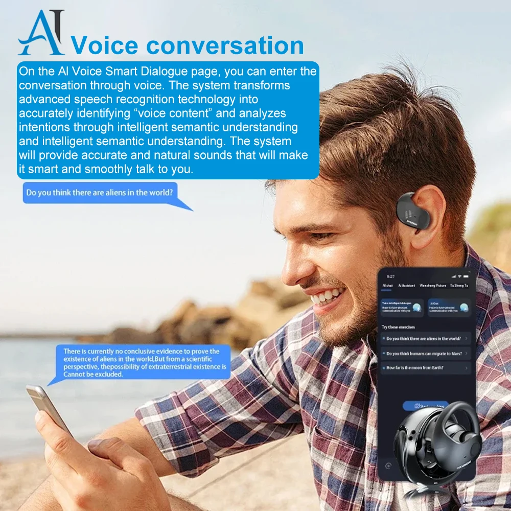 144-Language AI Translator Headphones Bluetooth 5.3 Wireless IPX7 Waterproof Real-Time Two-Way Translation for Global Business