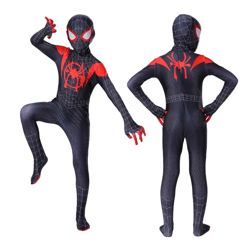 Costume da supereroe Spider Man Tuta Miles Spiderman Costumi cosplay di Halloween Tuta Copricapo Separazione Set da festa