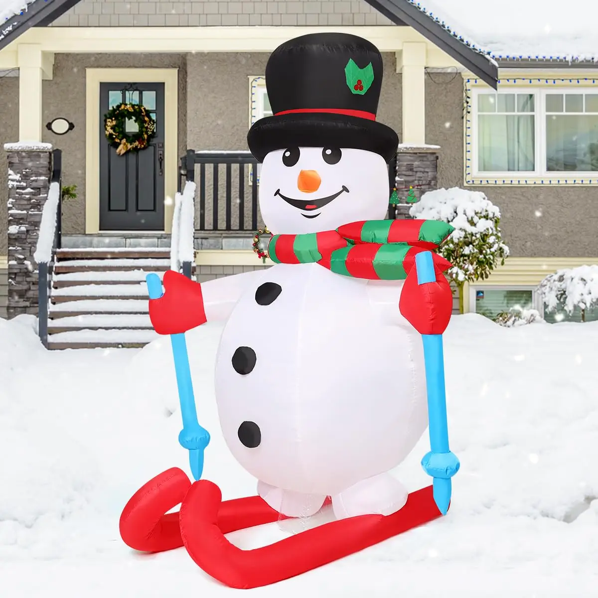 Boneka Salju Natal Tiup LED 5.6 FT dengan Efek Salju Buatan, Harga Pabrik, Dekorasi Natal