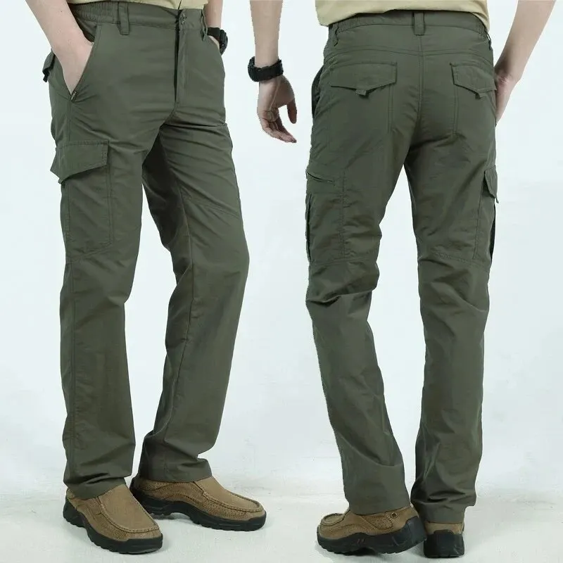 Sommer Herren Schnell Trocknende Hosen Sport Outdoor Bergsteigen Wasserdichte Große Größe Multi Tasche Arbeitskleidung Hosen