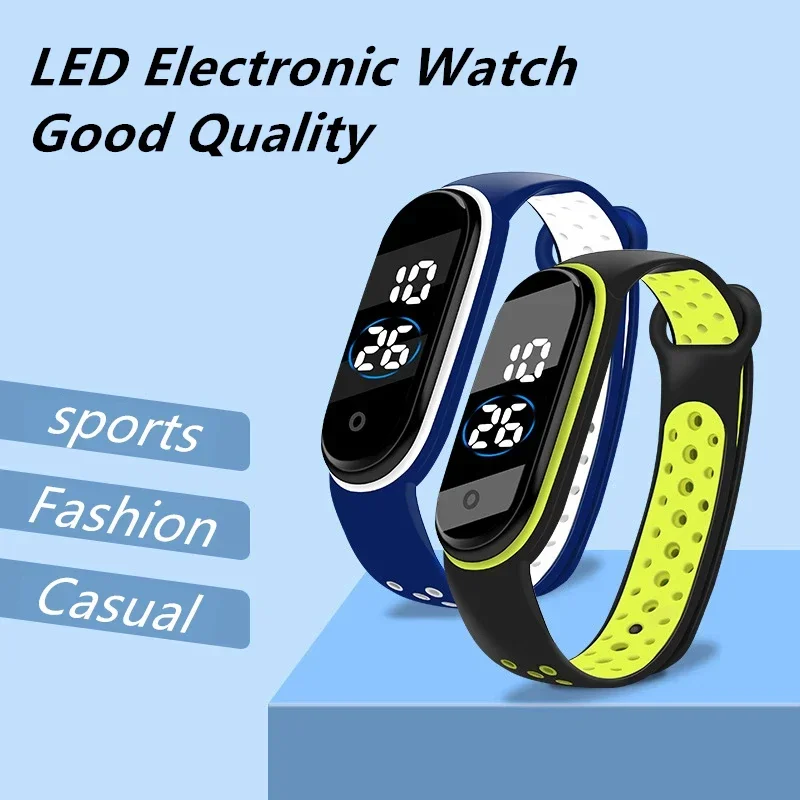 Reloj inteligente deportivo para niños, pulsera Digital Led ultraligera, resistente al agua, con correa de silicona, Unisex