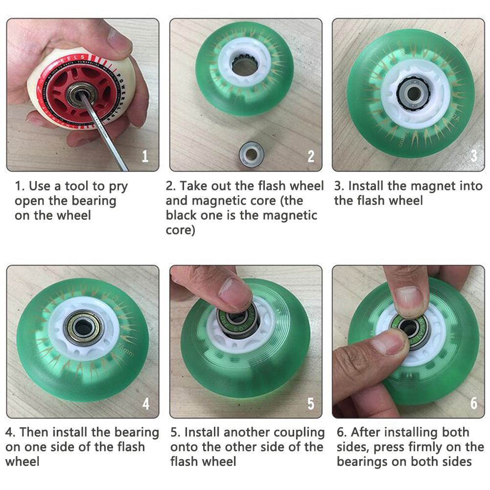 Glühendes Rollschuh-Brems rad einreihiges Lager Skates Rollschuhe Zubehör