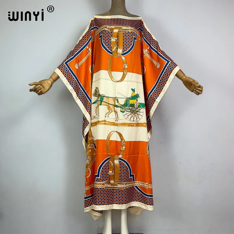 WINYI 2023 new Africa Fashion boho Popularna drukowana sukienka Kaftan Maxi Summer Beach Bohemian Caftan długa sukienka dla pani