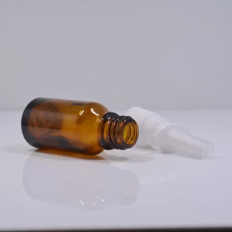 1pcs 5ml-100ml  Amber Nasal Spray Bottle Glass Nose Mist Sprayer Press Spray Head Empty Bottles Refillable Glass Atomizer