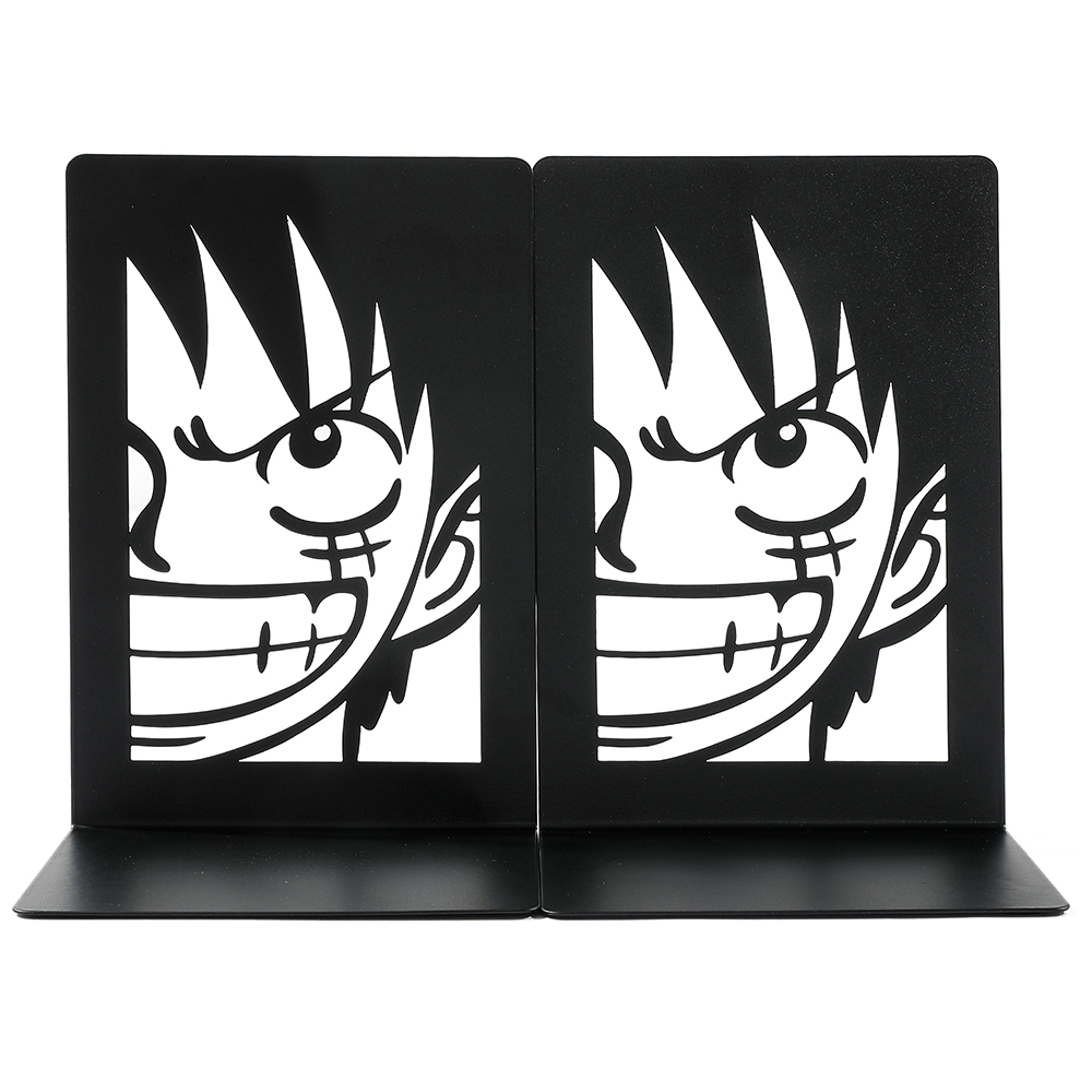 Anime uma peça luffy livro termina, livro de metal antiderrapante termina escritório estantes para fãs coleção organizar desktop bookends