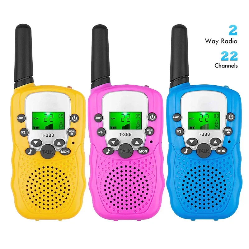 Walkie-talkie de mano para niños, transceptor divertido, juego de aventura, transceptor de Radio de 3km, interfono, Mini juguetes, WalkieVGifts F, 2 uds.
