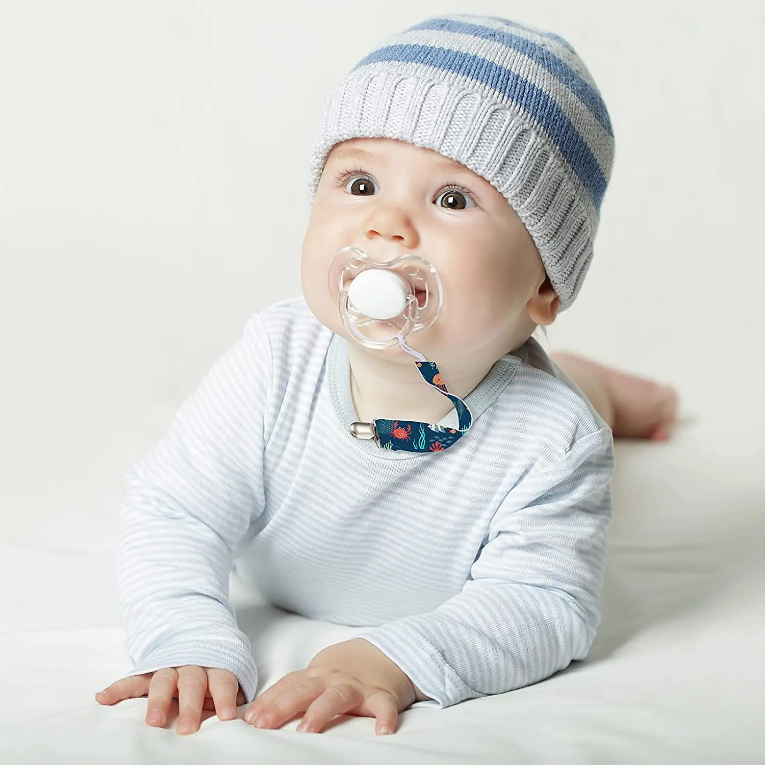 10 ชิ้น/ล็อตปลอดสารพิษ Texile คลิป Pacifiers ระเหิดช่องว่างพิมพ์ Baby Pacifier คลิปสําหรับชายหญิงเหมาะกับเด็ก Teething ของเล่น