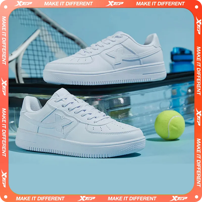 Xtep Skateboard-Schuhe, rutschfest, verschleißfest, lässig, weiß, Paar-Skate-Turnschuhe, männlich, weiblich, Luxus-Markenschuhe 881219319851