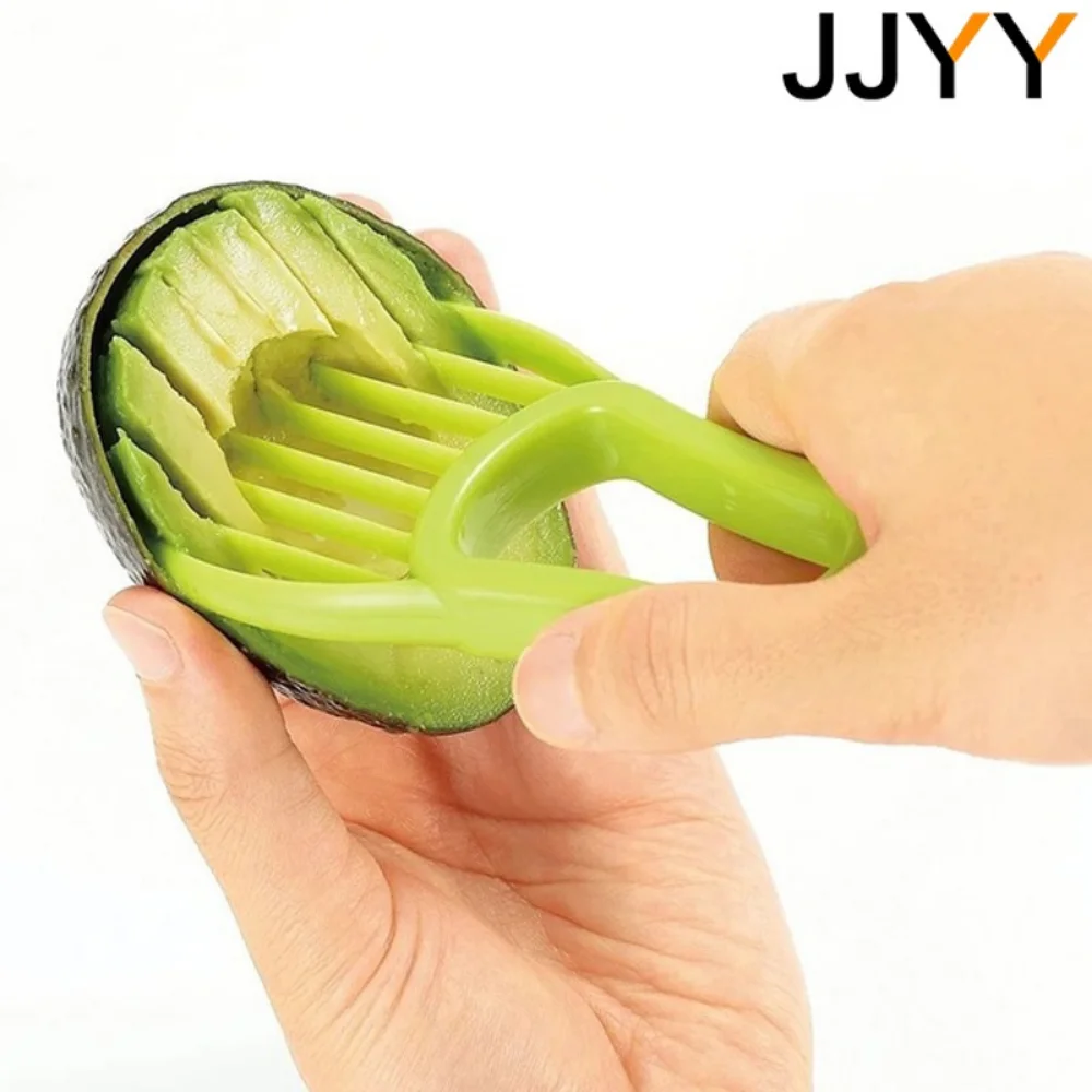 JJYY 3-in-1-Avocado-Schneider, Shea-Entkerner, Butter, Obstschäler, Fräser, Zellstofftrenner, Kunststoffmesser, Küchen- und Gemüsewerkzeuge