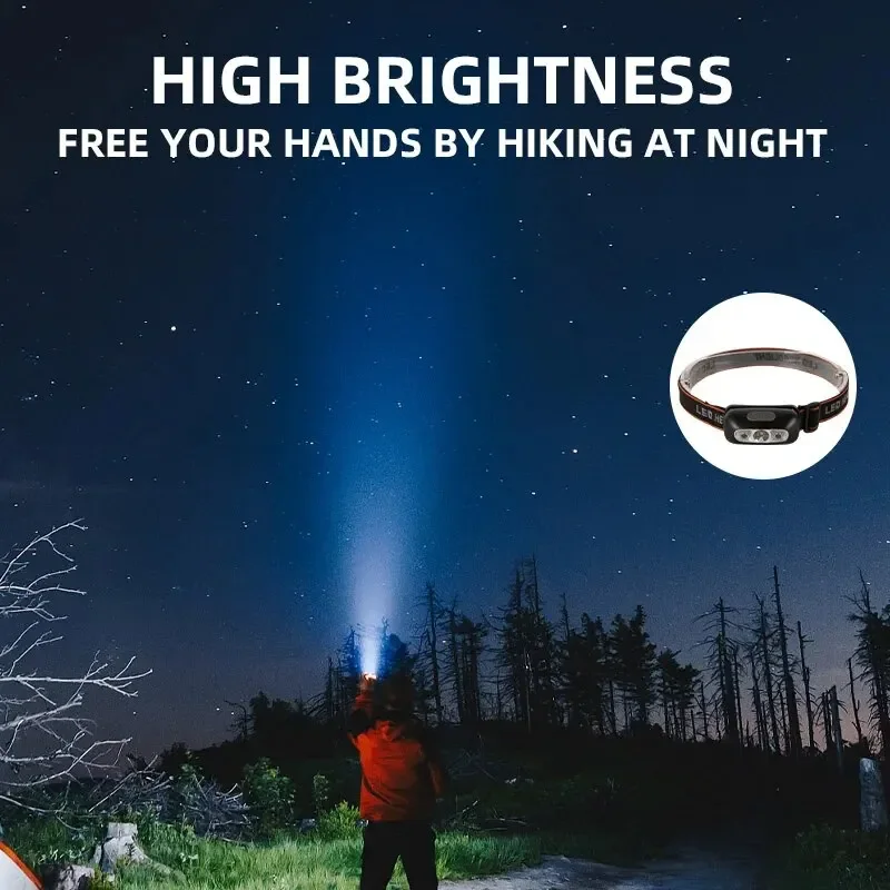 Mão sensor de movimento mini farol usb recarregável led indução farol acampamento ao ar livre luz pesca lâmpada cabeça à prova dwaterproof água