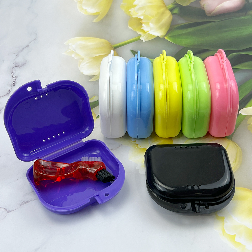 Contenedor de almacenamiento de soporte Dental de plástico, caja de almacenamiento de dientes postizos, retenedor de dientes, soporte de corrección de dientes, estuche organizador para dentadura, 5 uds.