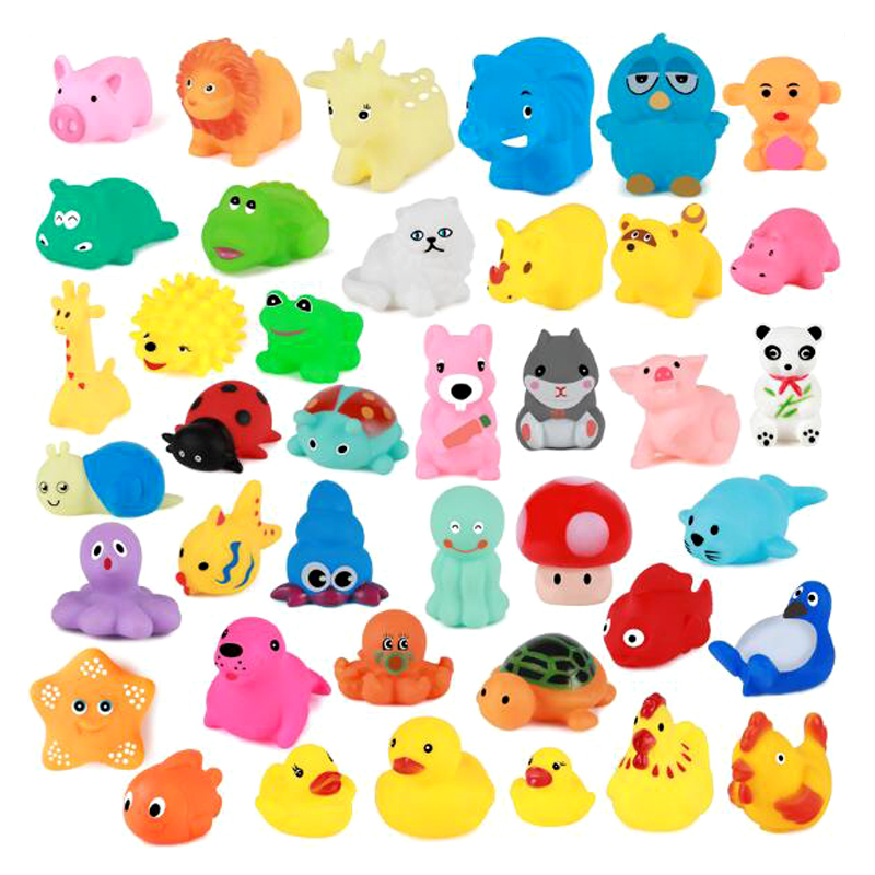 10Pcs/Set Cute Baby Bath Toys Wash Play Animals Soft Rubber Float Sqeeze Sound toys for baby