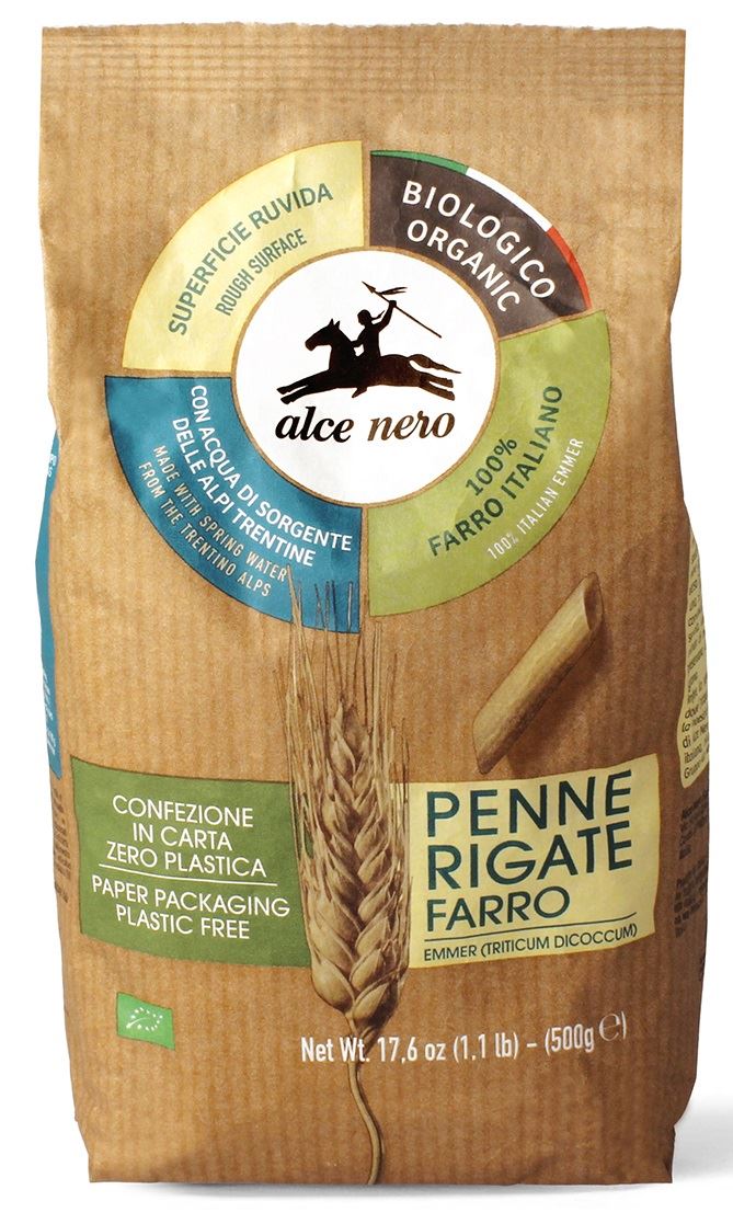 Penne Rigate Farro Bio 500g - Alce Nero Flach bett Nudeln