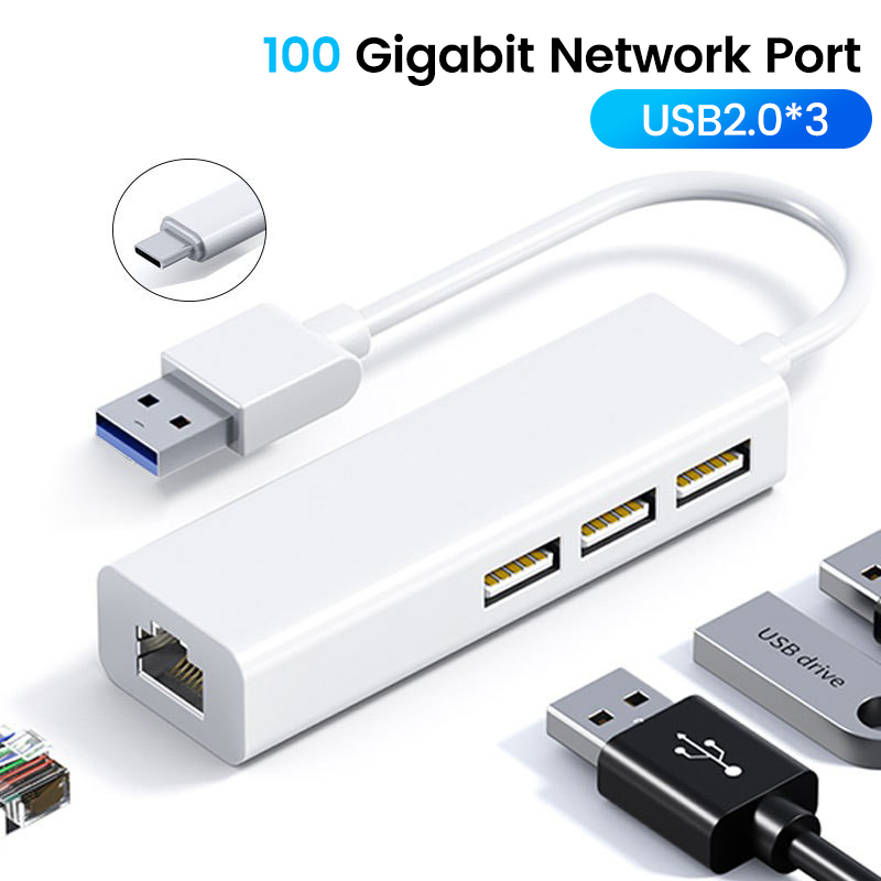 Usb adapter ethernet usb 2. 0.1c/ma 3usb 2.0 + rj45 hub für macbook xiaomi samsung windows huawei pc computer adapter