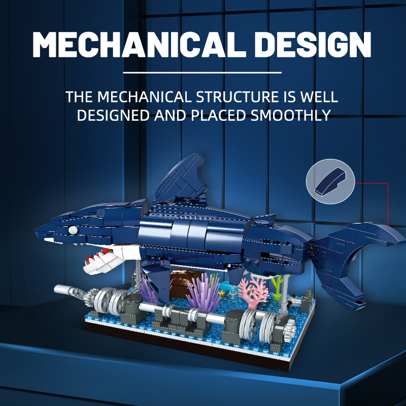 Ocean Shark Marine Biology Bouwsteenset, Zeedieren bouwsteen speelgoedhuis met displayrek, verjaardag, vakantiecadeaus