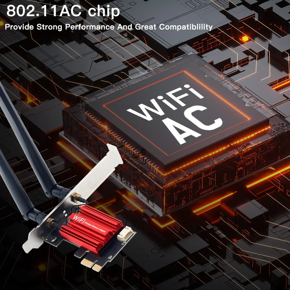 Adaptador inalámbrico WiFi 5 AC1200 PCI-E, tarjeta de red BT 4,0, banda Dual, 2,4G/5GHz, 802.11AC, ordenador portátil de escritorio, PC para Windows 7/8/10/11