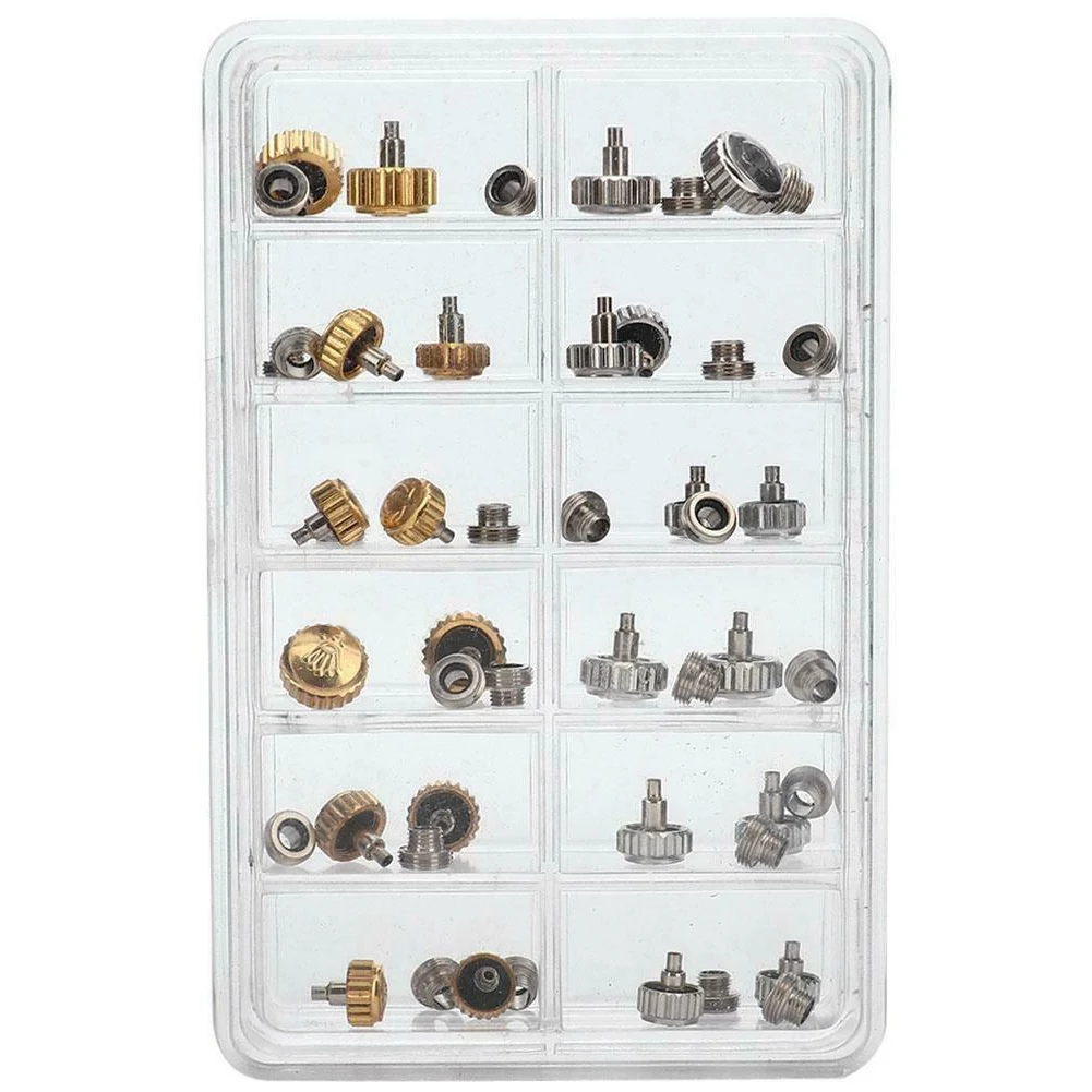 Relógio impermeável coroa substituição, Assorted Repair Tools com caixa, 48pcs