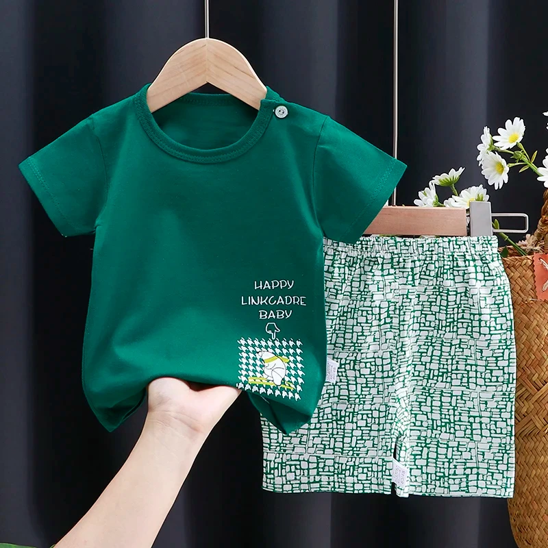 子供服セットベビー BoyGirl Tシャツ + ショーツ夏服綿漫画カジュアル男の子トラックスーツ子供ベビー服セット