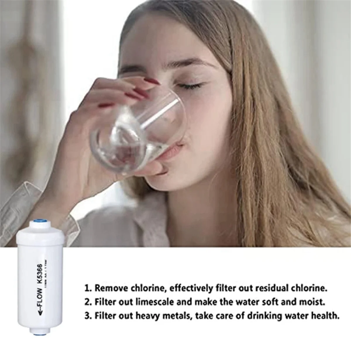 2 Pcs Replacement Fluoride Water Filter K5366 Compatible with Water Filtering System Purification Elements