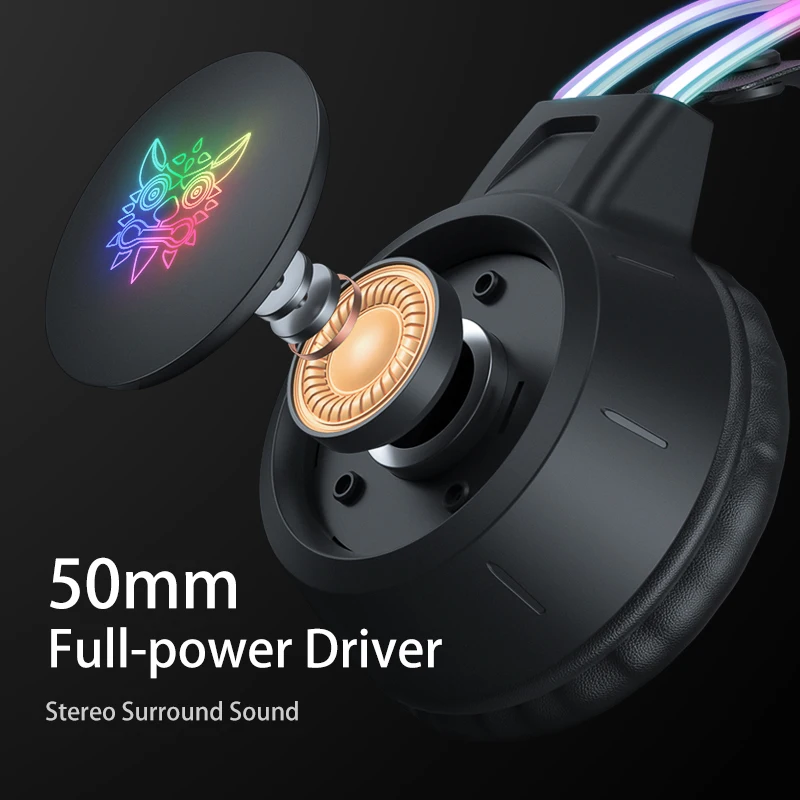 ONIKUMA RGB-Gaming-Kopfhörer mit flexiblem HD-Mikrofon, 3,5-mm-Gaming-Headsets für PC, Xbox, PS4, PS5, Switch, Computerspiele