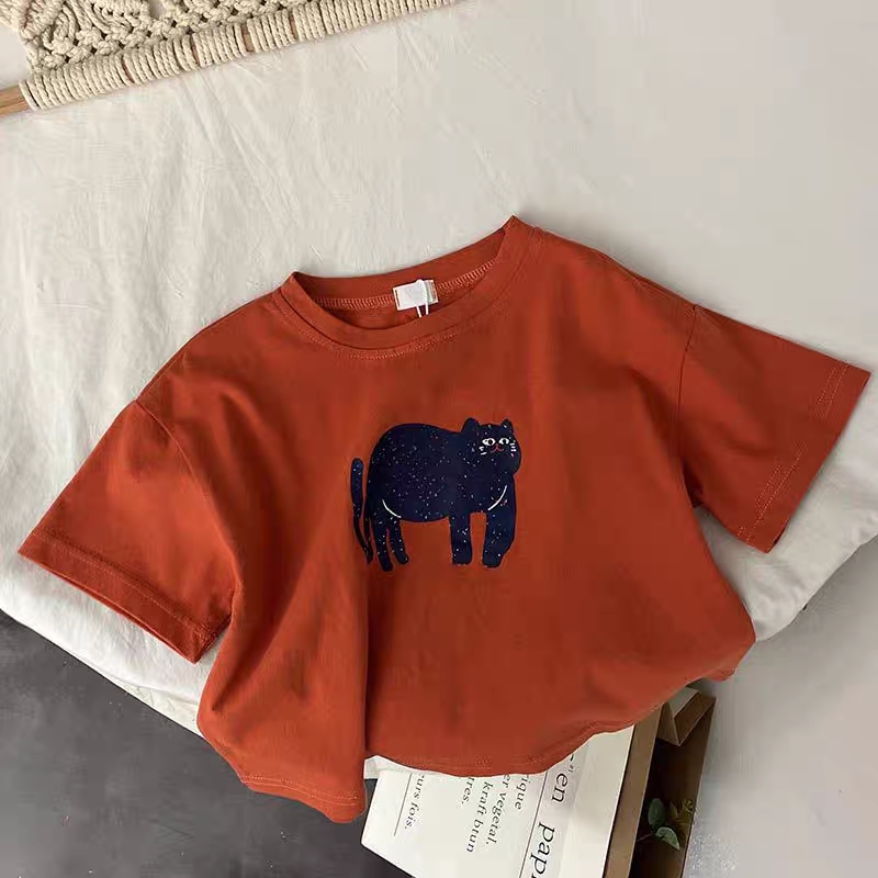 Dierenpatroon Baby Jongens Meisjes Korte Mouw Tops Kinderen Tees Zomerkleding Losse Mode Trendy Kinderkleding T-shirt O-hals