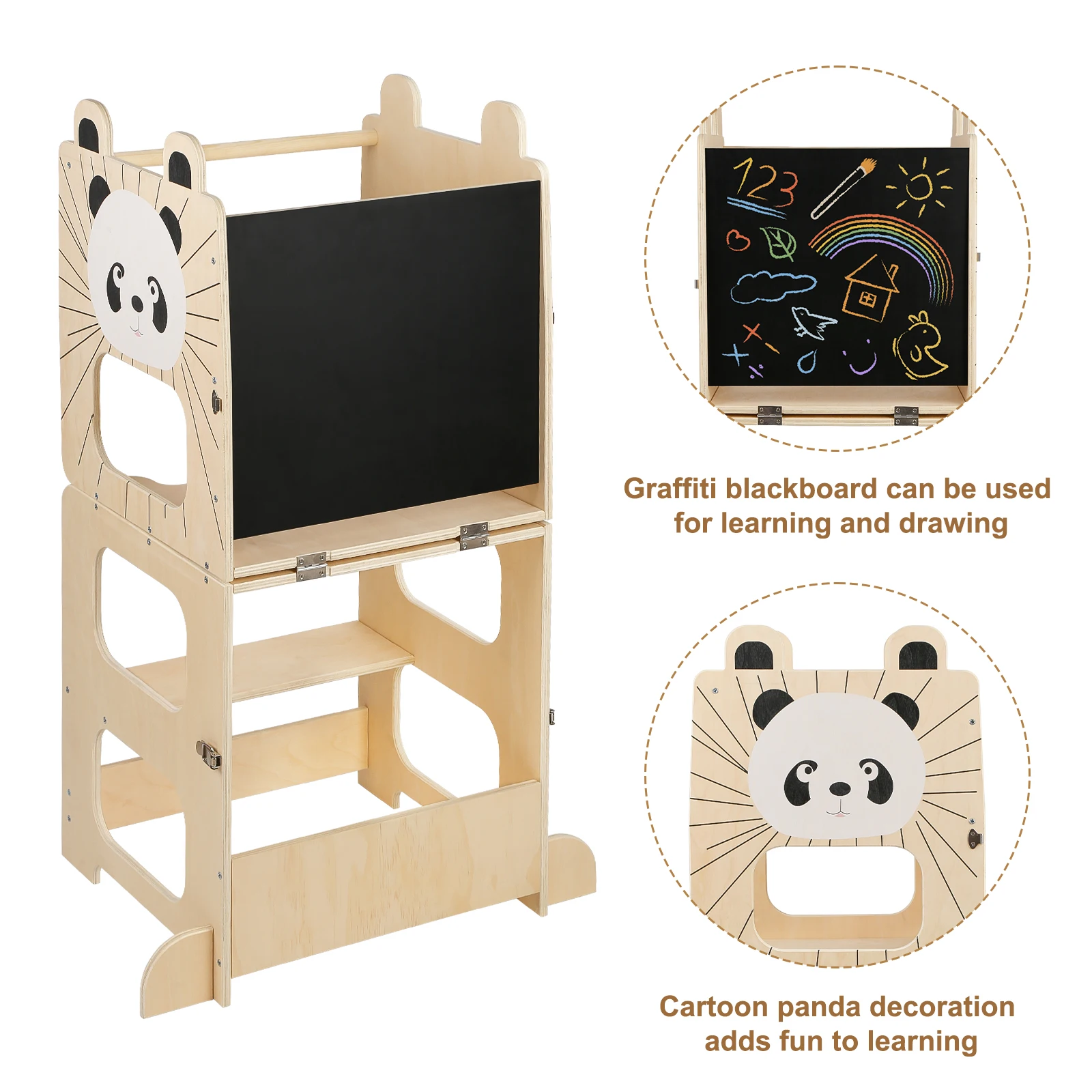 Torre de aprendizagem Montessori 3 em 1, conversível em uma mesa infantil com cadeira - banco de cozinha e cadeira de pé