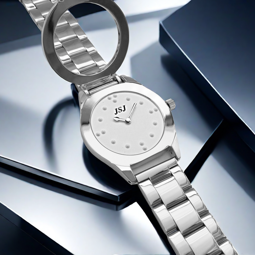 Zegarek dotykowy dla niewidomych, zegarek na rękę z literami Braille'a dla osób niedowidzących, niedowidzących i seniorów