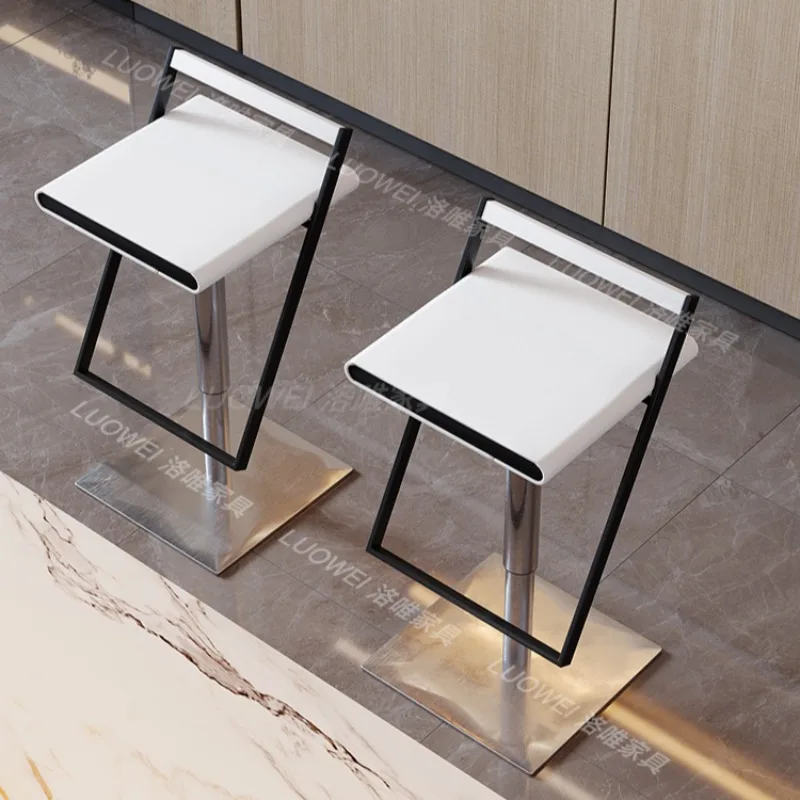 Bancos de barra luxuosos de aço inoxidável, cadeiras de bar giratórias brancas com altura ajustável, ergonômicas e relaxantes, móveis de bar