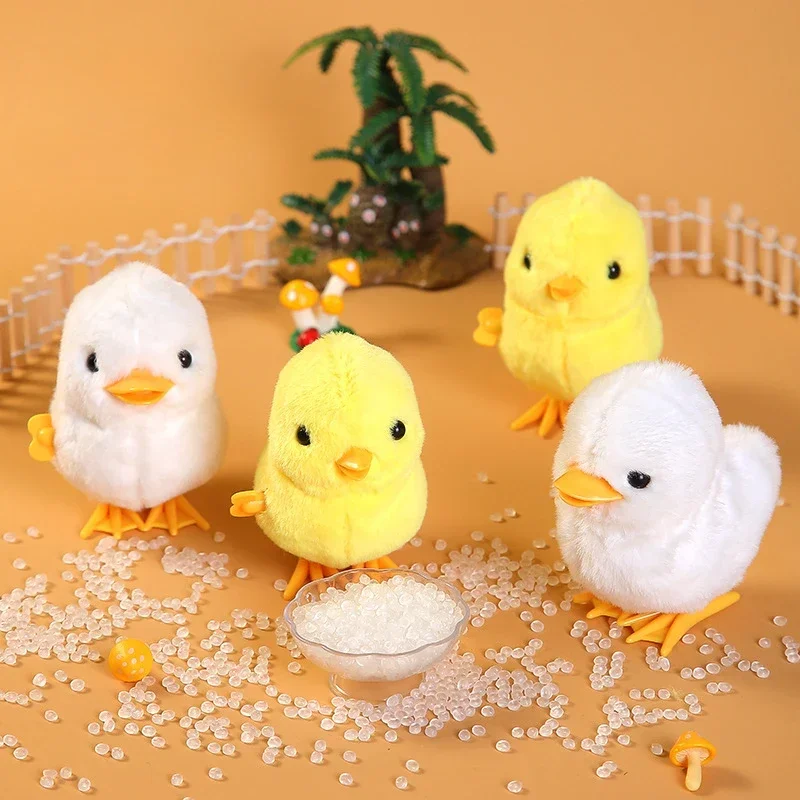黄色のジャンプ鶏アヒル時計仕掛けのおもちゃウォーキングシミュレーションぬいぐるみゼンマイヴィンテージおもちゃ子供のための 2 に 4 歳のおもちゃギフト