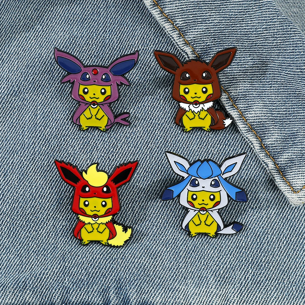 9 ชิ้นแฟชั่นชุดเข็มกลัดสัตว์ Creative Pikachu cos Eevee เคลือบ Pins กระเป๋าเป้สะพายหลังเสื้อผ้าอุปกรณ์เสริมป้ายโลหะอุปกรณ์เสริม