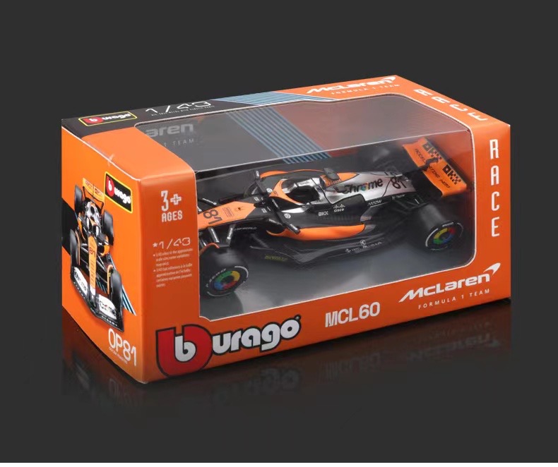 Bburago 1:43 Fórmula F1 Mclaren F1 MCL60 2023 # 4 Lando Norris # 81 Oscar Piastri liga carro fundido modelo brinquedo FGift colecionável