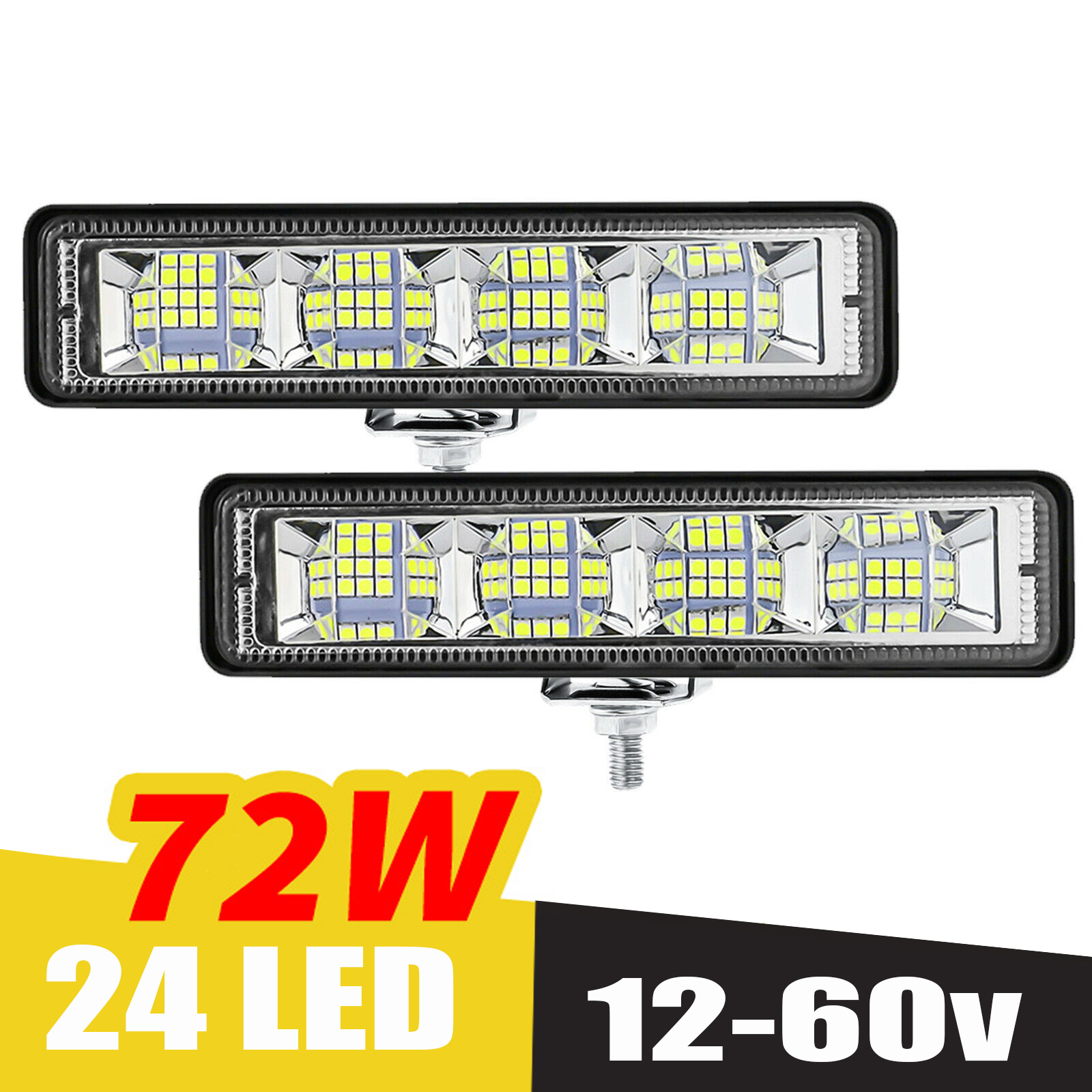 2 Stuks 72W Auto Werklamp Led Bar 4X4 24 Led Werklamp Bar Offroad Suv Atv Tractor boot Vrachtwagens Graafmachine 12-60V Led Combo Beam
