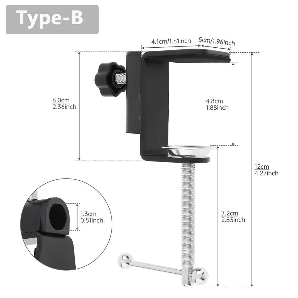 Universal Bracket Clamp LED Lamp Clip DIY Fixed Tools Fittings Screw Light Mounting Camera Holder for Broadcast Mic Stand Clamp