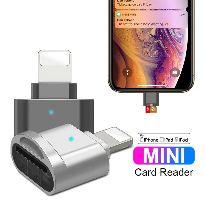 2pcsLightning MINI SD TF CardApple CardReaderAdequado para telefone iPadConnectionExpansionExternaMemoryCard OTG StorageCardAdapter