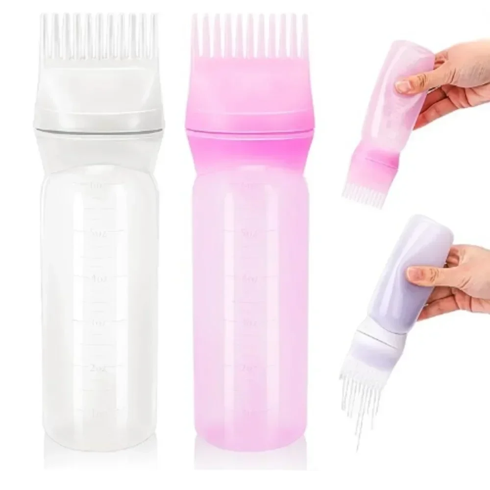 Botol pewarna rambut plastik 180ml dapat diisi ulang botol obat pengeriting obat kulit kepala sisir aplikator Salon alat penata rambut