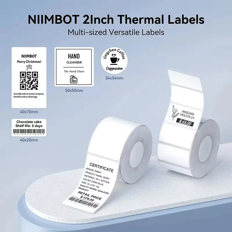 Niimbot สติกเกอร์ติดฉลากสีขาว/สี/ใสกระดาษกันน้ำผู้ผลิตบาร์โค้ดสำหรับ B21 B1 B3s เครื่องพิมพ์ความร้อนขนาดเล็ก