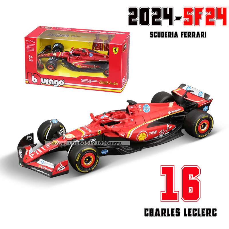 Bburago 1:43 2024 2023 F1 Scuderia Ferrari SF24 SF23 # 16-delecler # 55sainz jr legering luxe auto gegoten automodel speelgoedserie