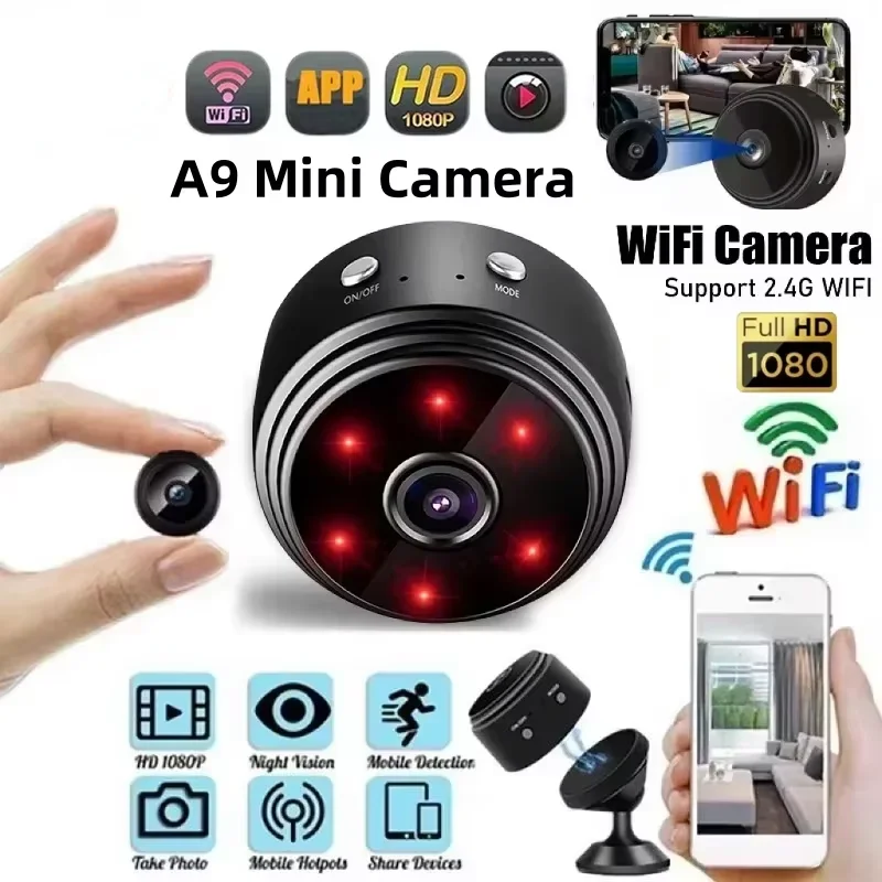 A9 Mini Camera1080P WiFi monitoreo Original protección de seguridad con movimiento versión nocturna cámaras de vigilancia inalámbricas