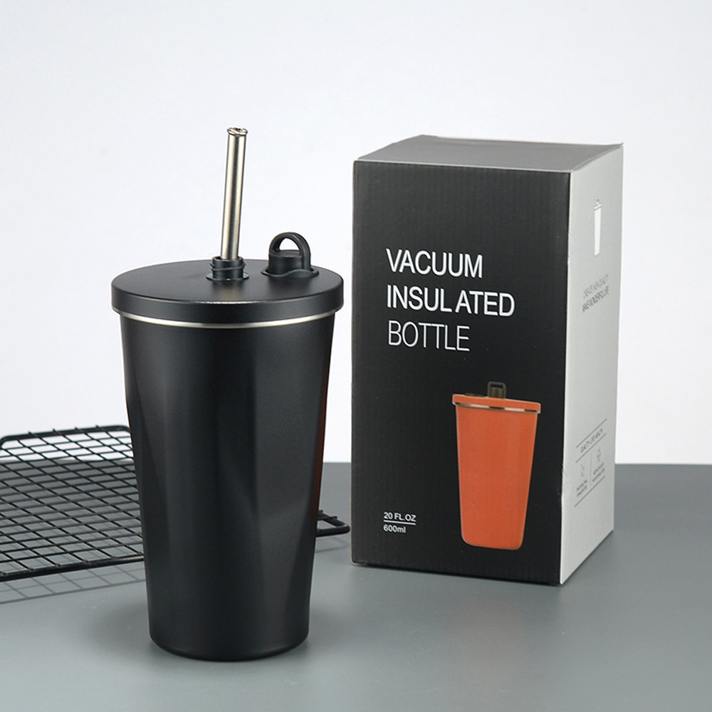 Taza de café con forma de diamante de acero inoxidable 304, taza aislada con pajita creativa, taza de agua Simple portátil de gran capacidad para coche