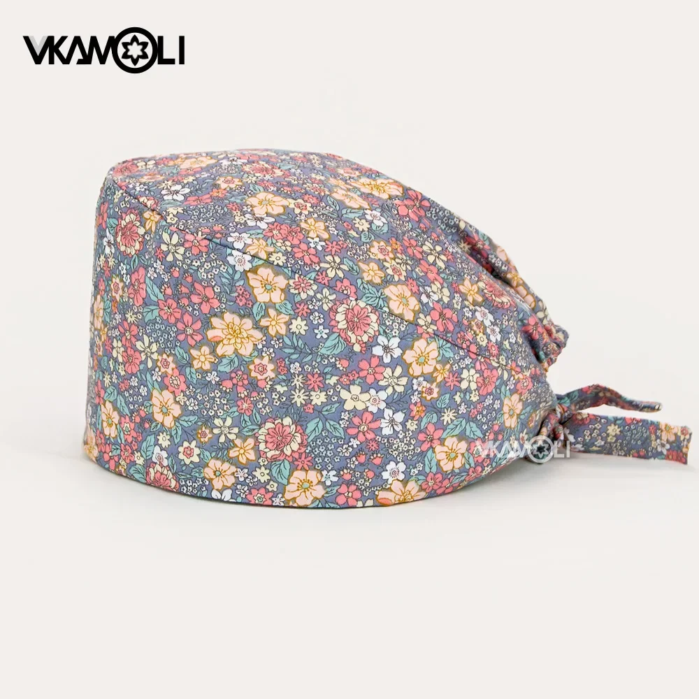 Gorro exfoliante unisex con estampado, gorro de trabajo de laboratorio de tamaño ajustable, accesorios para niña
