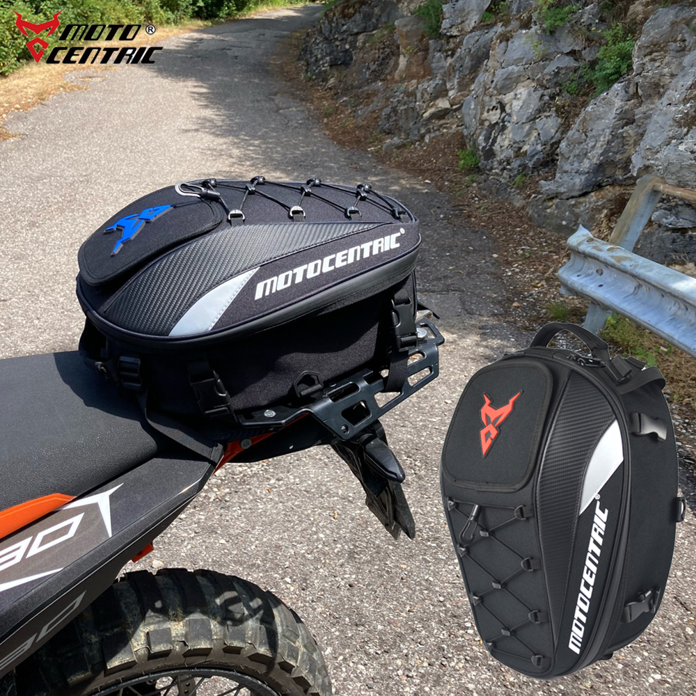 Borsa da coda per moto impermeabile MOTOCENTRIC Borsa per sedile posteriore durevole multifunzionale Zaino per casco da pilota ad alta capacità da 37 litri