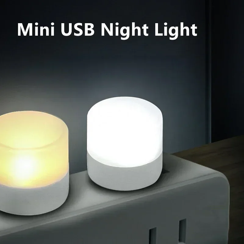 50/1szt Mini lampka nocna USB Ciepła biel Ochrona oczu Lampka do czytania książek Wtyczka USB Komputer Mobilne zasilanie Ładowanie Lampka nocna LED
